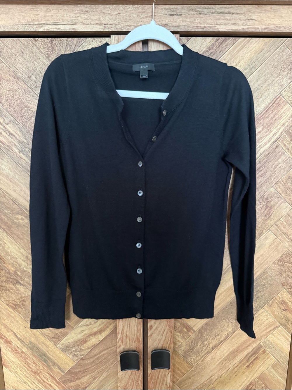 J. Crew Black V-Neck Button Cardigan